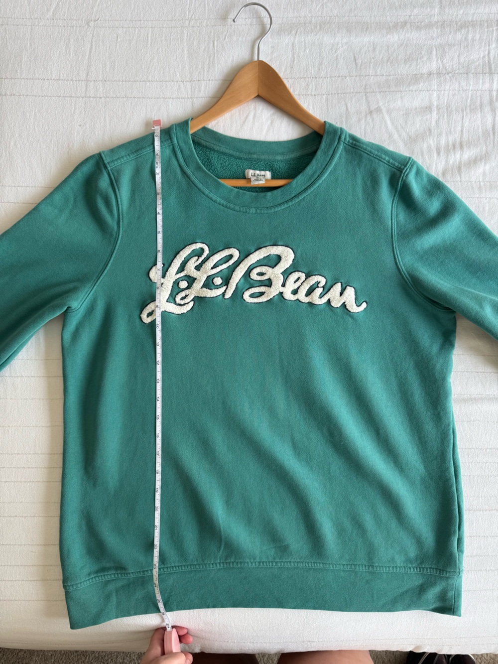 L.L. Bean Men's Teal Green Crewneck Sweatshirt with White Script Logo - Picture 6 of 6